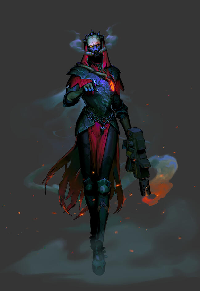 Original character design and illustration for a Warhammer 40K player's campaign.