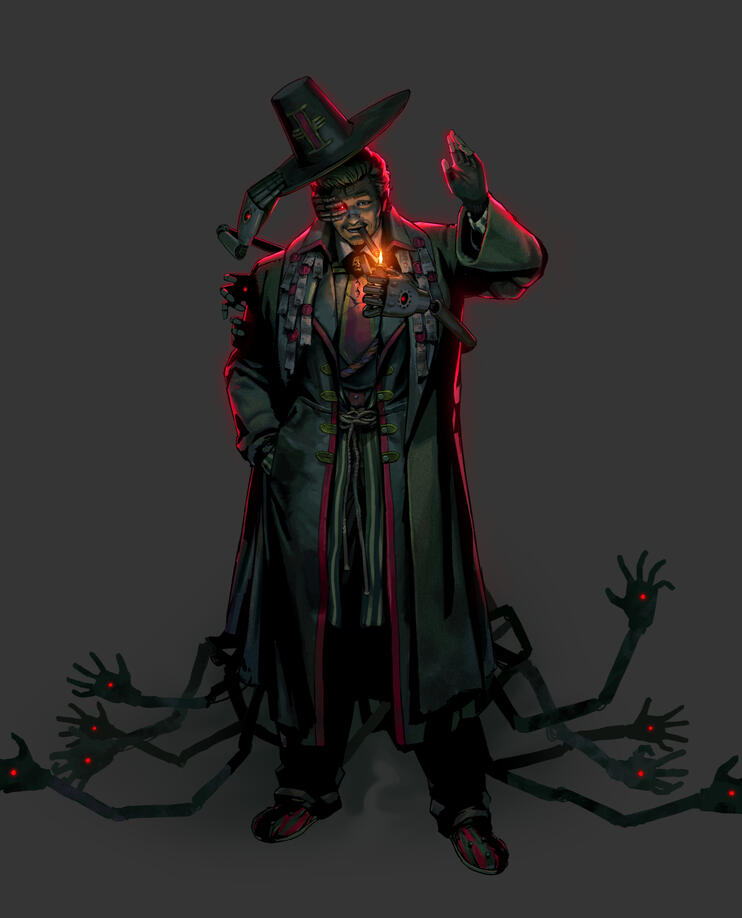 Original character design and illustration for a Warhammer 40K player's campaign.