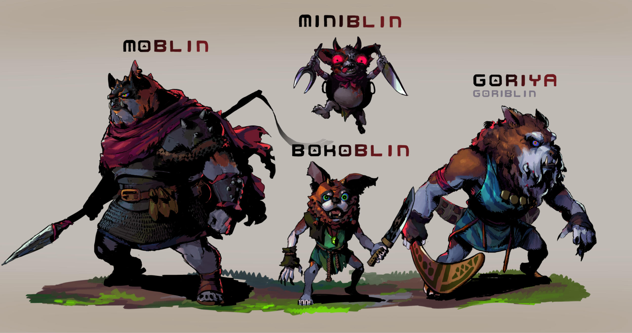 The Legend of Zelda enemy redesign for Moblin, Miniblin, Goriya and Bokoblin.
